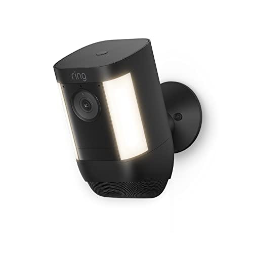 Imagen frontal de Nueva Ring Spotlight Cam Pro con batería | Detección de movimiento 3D, Comunicación bidireccional con Audio+ y wifi de banda dual - Negro