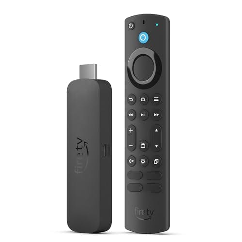 Imagen frontal de Nuevo dispositivo de streaming Amazon Fire TV Stick 4K Max, compatible con Wi-Fi 6E, fondo ambiental