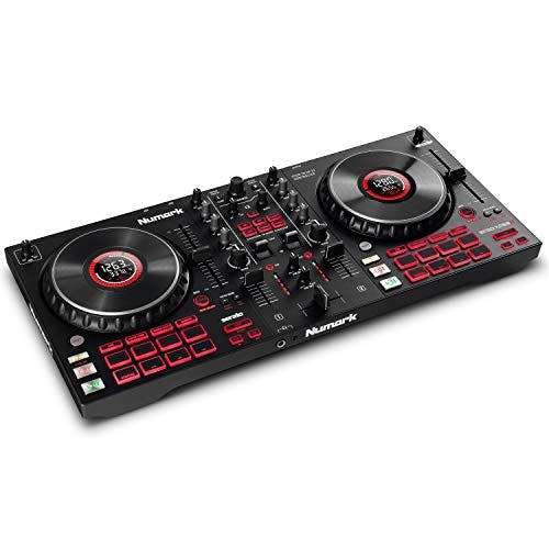 Imagen frontal de Numark Mixtrack Platinum FX - Controlador DJ para Serato DJ con control de 4 decks, mezcladora DJ con interfaz de audio, Jog Wheel Displays y efectos