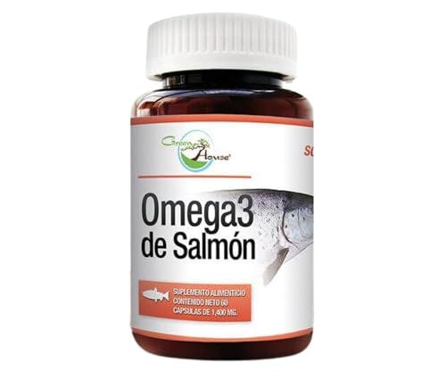 Compara precios Omega 3 de Salmón 60 Cápsulas de 1400 mg. Ingredientes naturales: Alta Concentración de Aceite puro de Salmón (EPA - DHA). Omega 3 Salmon Oil Green house.