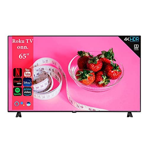 Imagen frontal de ONN. Television 100012587 de 65” LED 4K con HDR UltraHD Smart TV Compatible con Alexa y Google Assistant (Renovado)