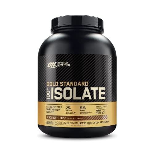 Imagen frontal de Optimum Nutrition Gold Standard 100% Isolate, Sabor Chocolate, 2.91 Libras