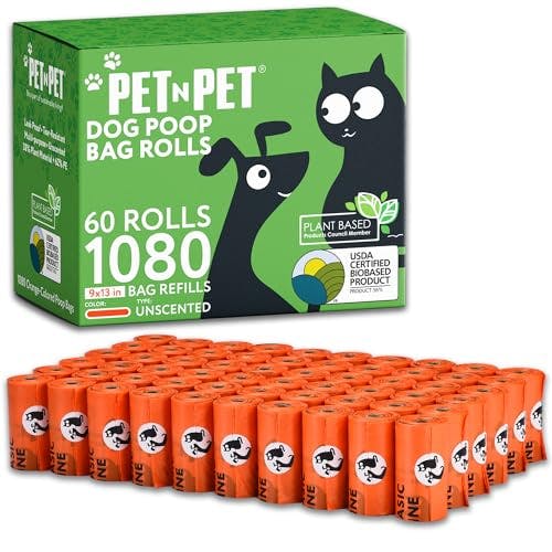 Compara precios Pet N Pet 1080 Recuentos Bolsas Para Perro Biodegradables, 60 Rollos Bolsas Para Popo Perro, 9x13 Pulgadas Bolsa Para Perro, 38% USDA Bolsas Biodegradables Para Perro, Bolsa Perro Biodegradable