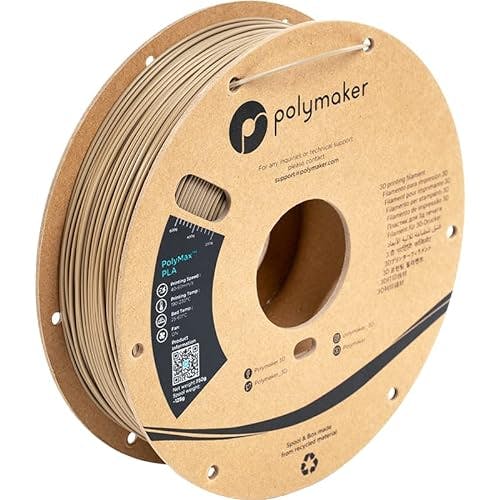 Compara precios Polymaker Filamento de impresora 3D de ácido poliláctico resistente de 1.75 mm, carrete de cartón de filamento PLA beige FDE de 750 g, filamento PolyMax PLA 1.75 beige, más resistente que el filamento 3D PLA+ de alta resistencia al impacto