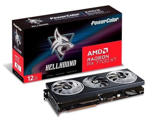 Imagen frontal de PowerColor Hellhound AMD Radeon RX 7700 XT Tarjeta gráfica GDDR6 de 12 GB