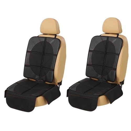 Imagen frontal de Protector de Asiento de Coche 2Pzs Oxford Impermeable Funda Protectora para Silla Auto Cubierta Antideslizante de Asiento para Niño Mascota Grueso Respaldo con Bolsillo Grande para Sedán SUV Camiones