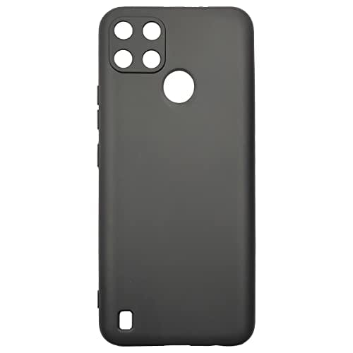 Imagen frontal de QWYJ for OPPO Realme C21Y y Realme C21-Y y Realme C25Y Funda Protectora de TPU Suave Ultrafina Matte Minimalista for OPPO Realme C21Y y Realme C21-Y y Realme C25Y Case Carcasa Liso Negro