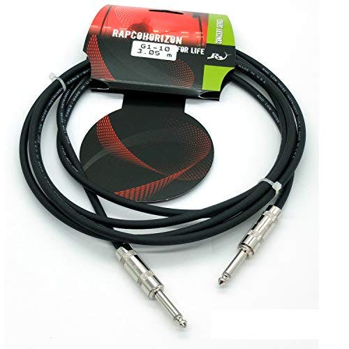 Imagen frontal de RapcoHorizon Cable para Instrumento G1-10 Conectores Plug 1/4 Neutrik, Cable Calibre 24, Cubierta Flexible Negro Mate (10)