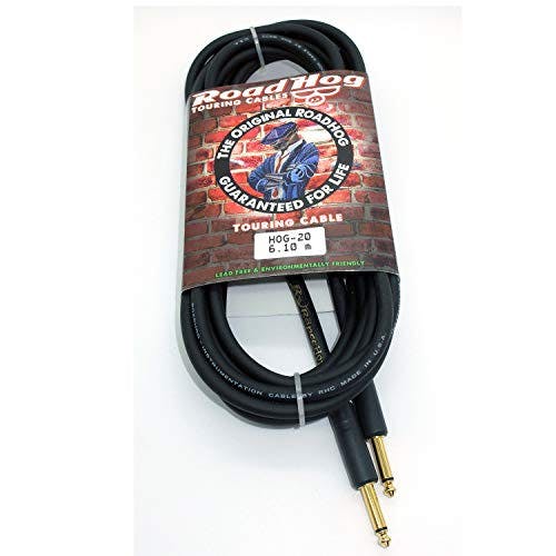 Imagen frontal de RapcoHorizon Cable para Instrumento HOG Conectores Plug 1/4 Neutrik Dorados, Cable Calibre 20, Cubierta Flexible Negro Mate y Termo Contráctil Negro. (20)