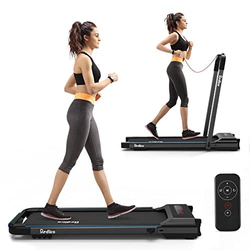 Compara precios REDLIRO Under Desk Treadmill, 2 in 1 Motorized Portable Foldable Treadmill Compact Fold Up Walking Pad, Sturdy Folding Treadmill for Small Space with Remote Control, LED Display for Home & Office Use