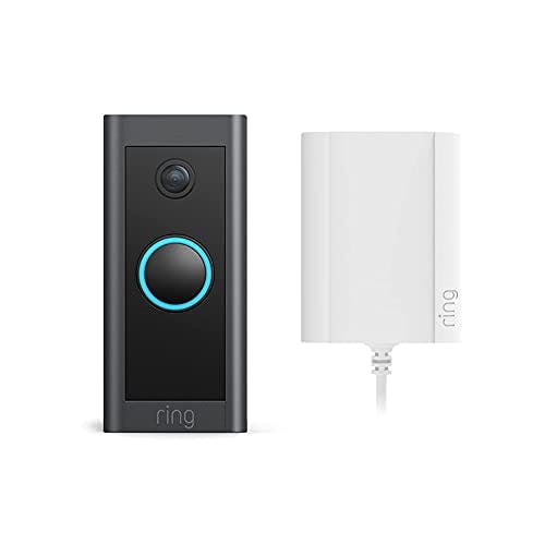 Imagen frontal de Ring Video Doorbell Wired con adaptador de corriente | Todas las funciones esenciales en un diseño más compacto