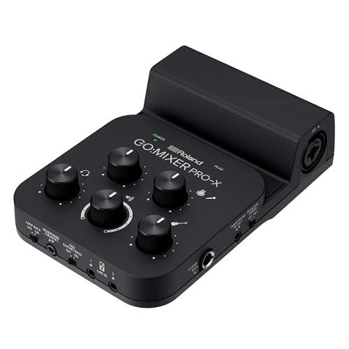 Imagen frontal de Roland GO:Mixer PRO-X Mezclador de audio portátil para crear vídeos musicales de sonido profesional, transmisiones en directo y podcasts con dispositivos móviles. (GOMIXERPX)
