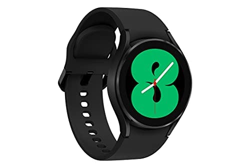Imagen frontal de SAMSUNG Electronics Reloj Inteligente Galaxy Watch 4 de 40 mm con Monitor ECG para Salud, Fitness, Correr, ciclos de sueño, detección de caídas GPS, versión Estadounidense, Color Negro