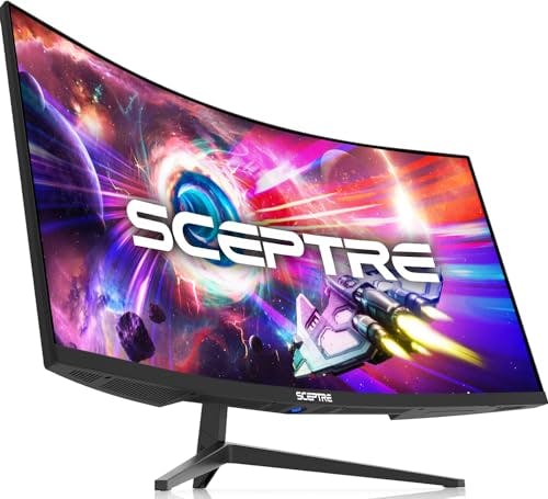 Compara precios Sceptre 34-Inch Curved Ultrawide WQHD Monitor 3440 x 1440 R1500 up to 165Hz DisplayPort x2 99% sRGB 1ms Picture by Picture, Negro máquina 2023 (C345B-QUT168)