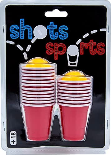 Imagen frontal de Shot Sport - Juego de Beerpong. Juego de Beber (Drinking Game) para Fiestas. Incluye: 20 Vasos Tipo Shot y 2 Pelotas de Ping Pong