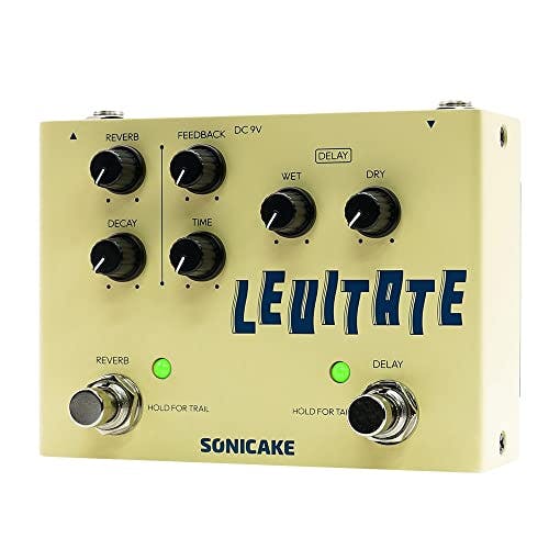 Imagen frontal de SONICAKE Delay Reverb 2 en 1 Pedal de efectos de guitarra digital Levitate