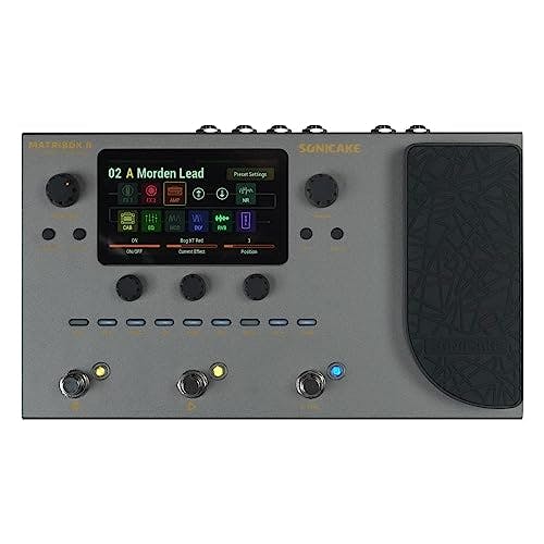 Imagen frontal de SONICAKE Procesador multiefectos con pedal de expresión guitarra amplificador de bajo modelado IR gabinetes simulación FX Loop MIDI estéreo OTG interfaz de audio USB - Matribox II