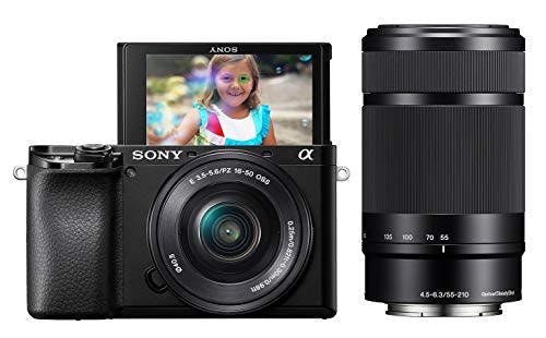 Compara precios Sony Alpha A6100 Cámara sin Espejo con Lentes de Zoom de 16-50 mm y 55-210 mm, ILCE6100Y/B, Color Negro