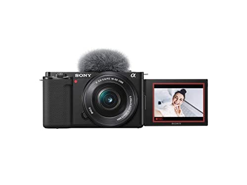Imagen frontal de Sony Cámara vlog de Lentes Intercambiables Alpha ZV-E10 Sensor APS-C mirrorless con Lente Zoom 16-50 mm f/3.5-5.6