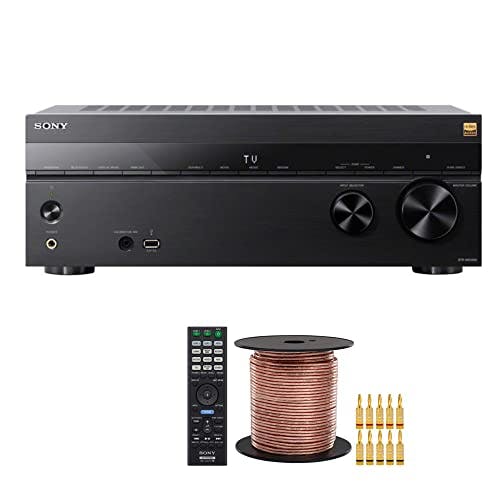 Imagen frontal de Sony STR-AN1000 7.2 canales 8K receptor Av con Dolby Atmos, paquete DTS:X con kit de accesorios de cable de altavoz (2 artículos)