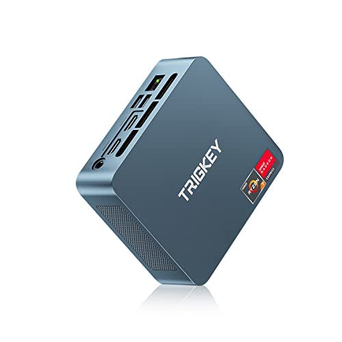 Imagen frontal de TRIGKEY AMD Ryzen 7 Mini PC, 5800H (hasta 4.4 GHz) 8Core 16Thread S5 Gaming Mini Desktop, 16GB DDR4 3200Mhz | 500GB PCIe NVME SSD, PC pequeña compatible con pantallas triples 4K, Wi-Fi 6+BT5.2, USB