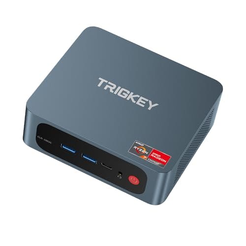 Imagen frontal de TRIGKEY Mini PC Ryzen 7 S5 5700U (8 núcleos, 16 Hilos) Mini Computer 16GB DDR4 500GB M.2 NVME (máximo 3000MB/S) SSD Gaming Mini PC W11 Pro, Wi-Fi 6/Bluetooth 5.2/4K a 60Hz/HDMI+DP/USB 3.2