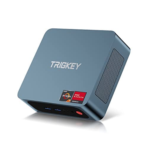 Imagen frontal de TRIGKEY S5 AMD Ryzen 7 Mini PC, 5800H (8C16T, hasta 4.4 GHz), MAX 57W 19V3A Micro Computadora, 16GB DDR4 3200MHz| 500GB PCIe NVME SSD, PC pequeña 4K Triple Displays, WiFi 6+BT5.2, DP, HDMI, USB3.2