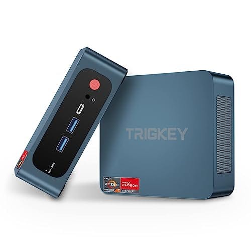 Imagen frontal de TRIGKEY Speed S5 Mini PC Ryzen 7 5800H (hasta 4.4GHz, L3 16MB) Mini PC Computers 16GB DDR4 3200MHz 500GB M.2 2280 NVMe SSD W11 Pro, Wi-Fi 6/Bluetooth 5.2/4K@60Hz/HDMI+DP+Type-C/USB 3.2