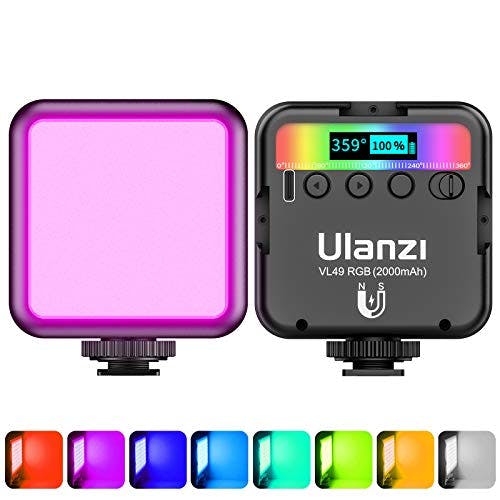 Imagen frontal de ULANZI Luz de Relleno RGB Fotografía Vídeo, Luz de LED Cámara 60 Perlas de Lámpara Iluminación Fotografía de Color Ajustable 2500-9500K Incorporada Batería para Canon, Nikon, Pentax, Panasonic