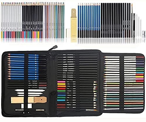 Compara precios VAGALBOX Piezas de boceto y Dibujo de Arte Kit, Dibujo de Kit, 71-Piece Sketch Kit Juego Completo,tambi¨¦n Incluye borradores, Bolsa de Kit, Cuaderno de bocetos A5 ect