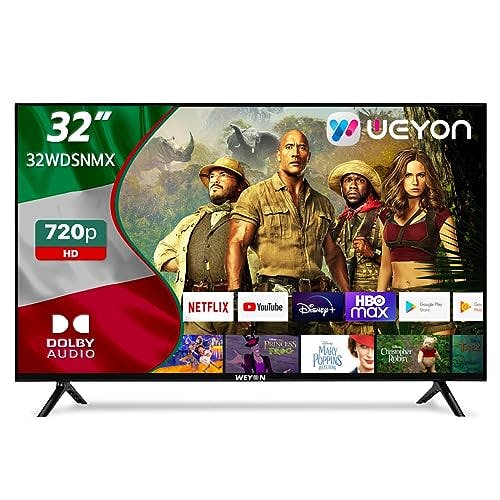 Imagen frontal de WEYON Smart TV Television Pantalla 32" Pulgadas Android TV Certificado, HD 60Hz, 3 HDMI/2 USB/RCA 32WDSNMX