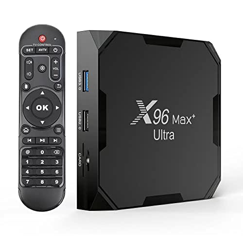 Imagen frontal de X96 Max Plus Ultra TV Box Android 11 Amlogic S905X4 4GB 32GB Soporte AV1 8K Dual WiFi BT con teclado i8