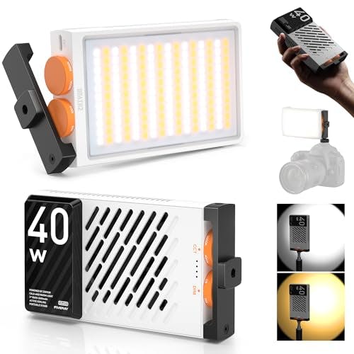 Imagen frontal de ZHIYUN FIVERAY M40 - Luz de video portátil de 40 W, 14000 Lux, CRI/TLCI 96+ 2700-6200K, panel LED de 320 g, iluminación de fotografía DSLR para YouTube, TikTok