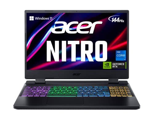 Imagen frontal de acer Nitro 5 Gaming Laptop | Intel 12th Gen i7-12650H | NVIDIA GeForce RTX 4060 Laptop GPU | 15.6” FHD 144Hz IPS Display | 16GB DDR5 | 1TB Gen 4 SSD | Killer Wi-Fi 6 | RGB Backlit KB | AN515-58-781P