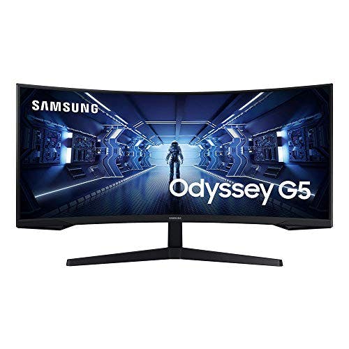 Imagen frontal de Samsung Odyssey G5 Monitor de juego ultra amplio de 34 pulgadas con pantalla curva 1000R, 165Hz, 1ms, FreeSync Premium, WQHD (LC34G55TWWNXZA, modelo 2020), negro (renovado)