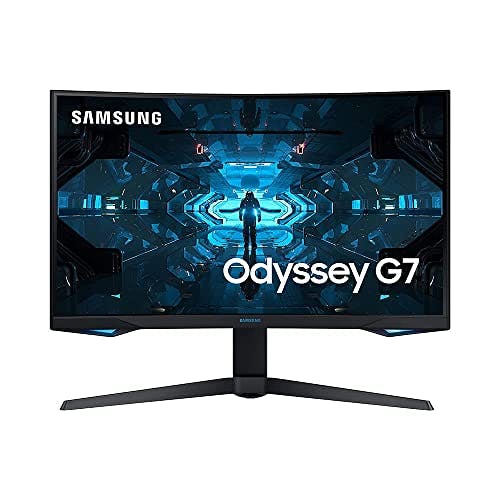 Imagen frontal de SAMSUNG Odyssey G7 Series Monitor de Juegos WQHD de 32 Pulgadas (2560 x 1440), 240 Hz, Curvado, 1 ms, HDMI, G-Sync, FreeSync Premium Pro (LC32G75TQSNXZA), Azul