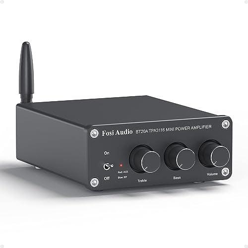 Fosi Audio BT20A Bluetooth 5.0 estéreo Audio 2 - Channel Amplifier Receiver Mini Hi - Fi D - Class Integrated Amplifier 2.0 Channel for Home Speaker, 100W x 2 TPA3116