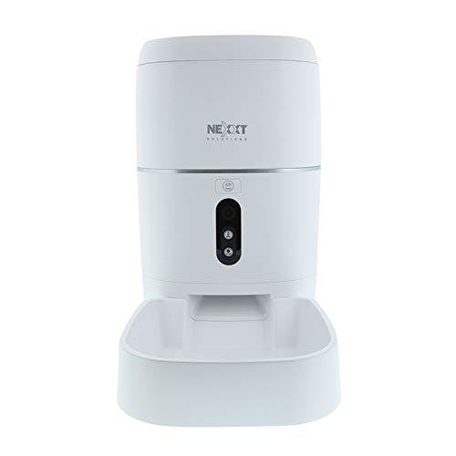 Nexxt Dispensador Inteligente de alimento para mascotas con conexión WiFi y cámara integrada, compatible con Alexa