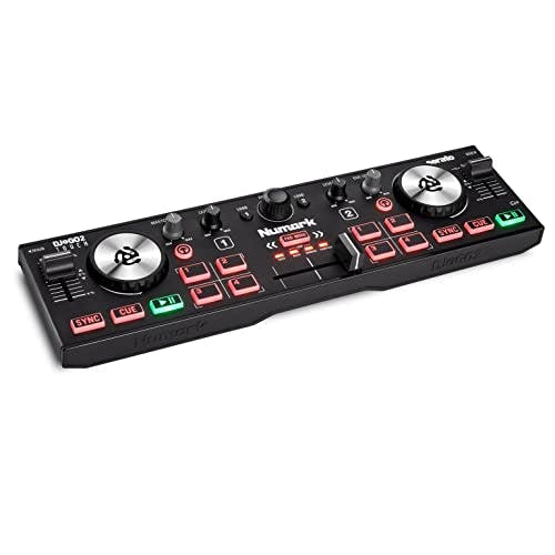 Compara precios Numark DJ2GO2 Touch - Mini controlador DJ USB, 2 decks para Serato DJ con mezclador/crossfader, interfaz de audio y jog wheels de sensibilidad táctil