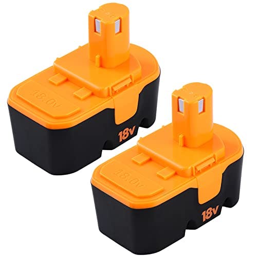 Compara precios Fhybat - 2 paquetes de 3.0Ah Ni-Mh 18 voltios P100 batería de repuesto para batería Ryobi de 18 V ABP1801 130224028 130224007 130255004 (naranja)