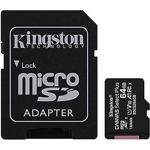 Compara precios Kingston MicroSDXC Select Plus 64GB (Con Adaptador a SD) Clase 10, UHS-I, U1, V10 Lectura: 100MB/s (SDCS2/64GB)