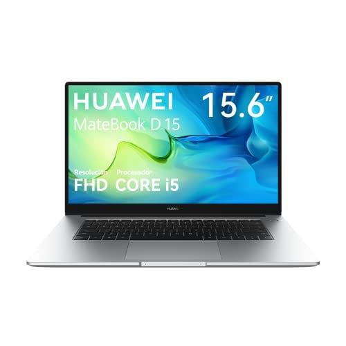 Compara precios HUAWEI MateBook D 15 2023 – Laptop de 15.6” FHD, Procesador 11.5th Intel Core i5, 16GB RAM + 512GB SSD, Windows 11, con Fast Charging de 65 W, Botón de Huella Digital, Plata, Teclado en español