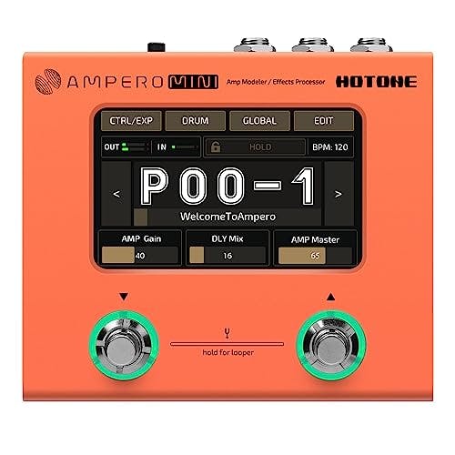 Compara precios HOTONE Ampero Mini MP-50 Amplificador de bajo guitarra modelado IR gabinetes de simulación multiidioma multiefectos con pedal de expresión estéreo OTG interfaz de audio USB (naranja)
