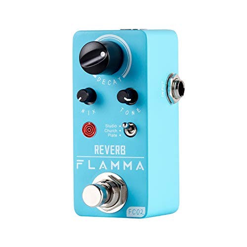 FLAMMA FC02 - Pedal de guitarra digital con 3 efectos de reverberación, placa, iglesia, estudio, True Bypass