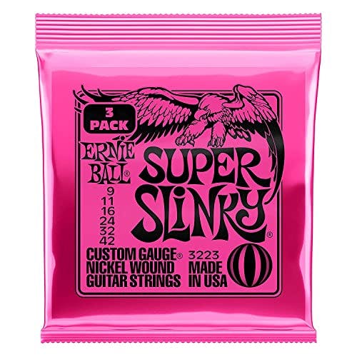 Compara precios Ernie Ball Super Slinky - Cuerdas para guitarra eléctrica, entorchado de níquel, 3 paquetes, calibre 9-42