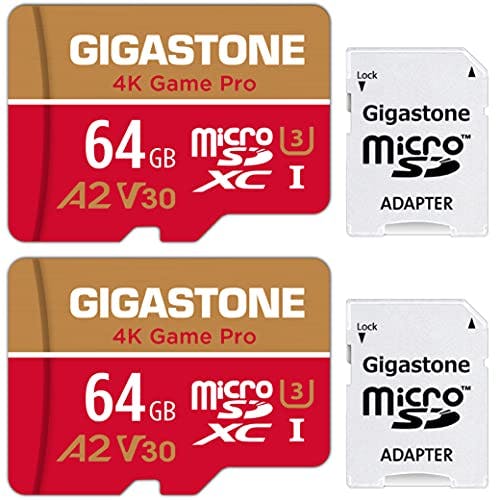 Compara precios Gigastone 64GB Tarjeta Micro SD, paquete de 2, 4K Game Pro, Tarjeta de memoria MicroSDXC para Nintendo-Switch, GoPro, Cámara de Seguridad, DJI, Drone, UHD Video, Máx. 95/35MB/s Lec/Esc, UHS -I U3 A2 V30 C10