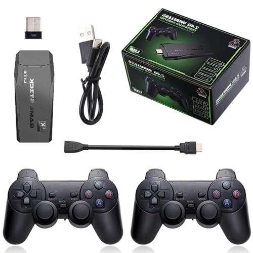 CARYWON Consola de Juegos Retro Inalámbrica 64G,más de 20000 Juegos Integrados, Salida HDMI TV Videojuegos, con Controladores Inalámbricos Duales de 2.4 G