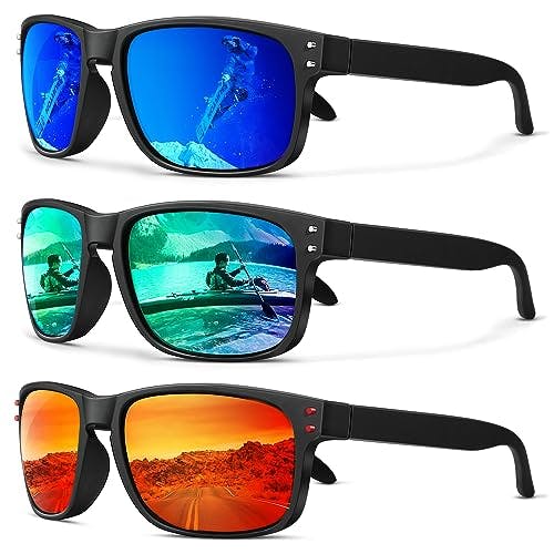 Compara precios ANYLUV anteojos de sol polarizadas para hombre y mujer, anteojos de sol deportivas UV400 protección para conducir, 3 paquetes, C07 Azul Oscuro/Verde/Naranja (3 Paquetes), M